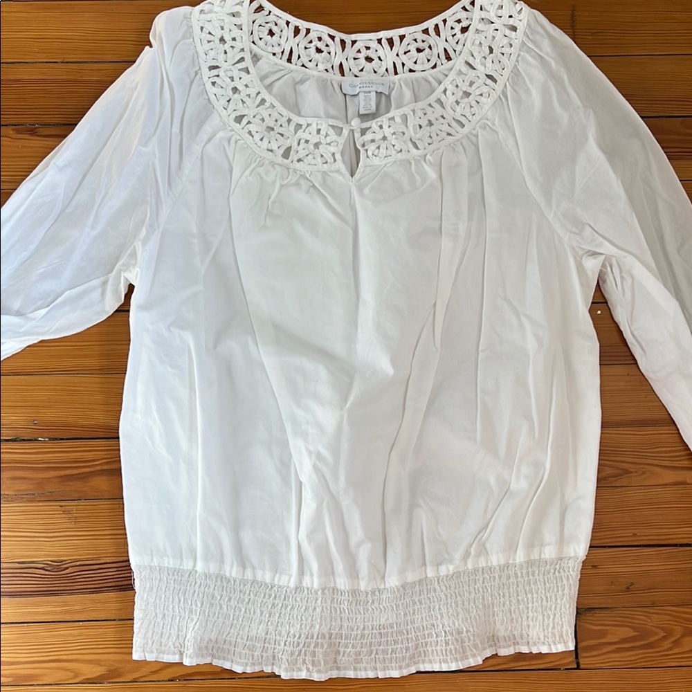 Elegant White Lace Trim Blouse